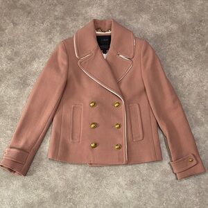J. Crew Blush Pea Coat with Gold Buttons